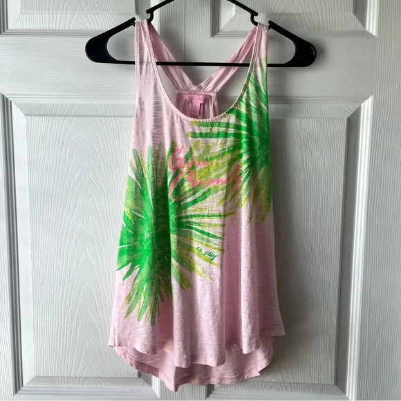Lilly Pulitzer Pink Cordelia Tropical Gone Coconuts Tank Small - Picture 1 of 5
